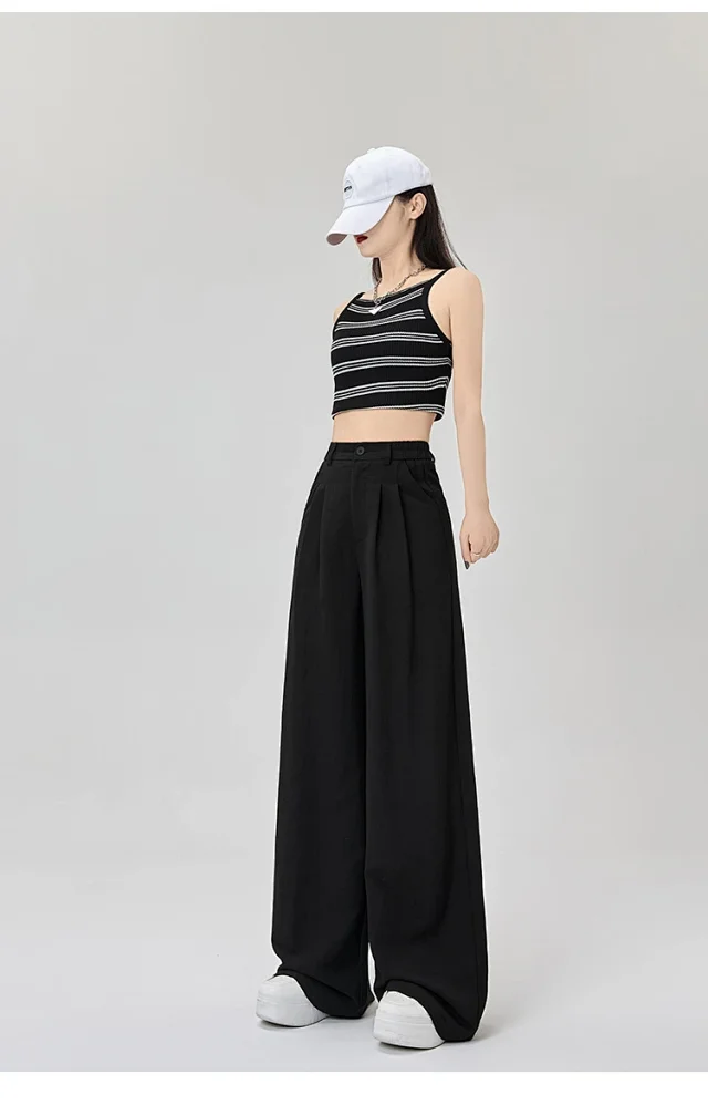 Women's White Linen Wide-Leg Pants Detail