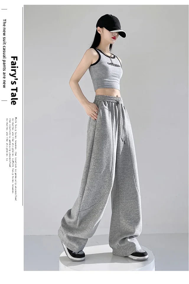 2025 Fall New White Banana Wide - Leg Pants Detail
