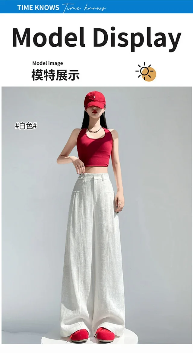 Linen Wide - Leg Pants for Women 2025 Detail