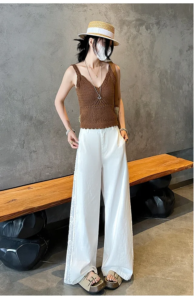 ASOFFICIAL Blogger Recommends Korean Style High-waisted Wide-leg Pants Detail