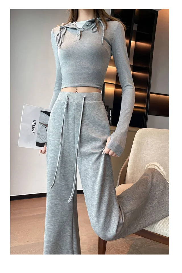 2025 Early Autumn Air Cotton Flared Pants Detail