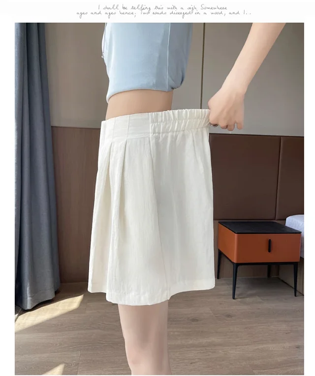 2025 Summer Women's Ice Silk Wide - leg A - line Pants Detail