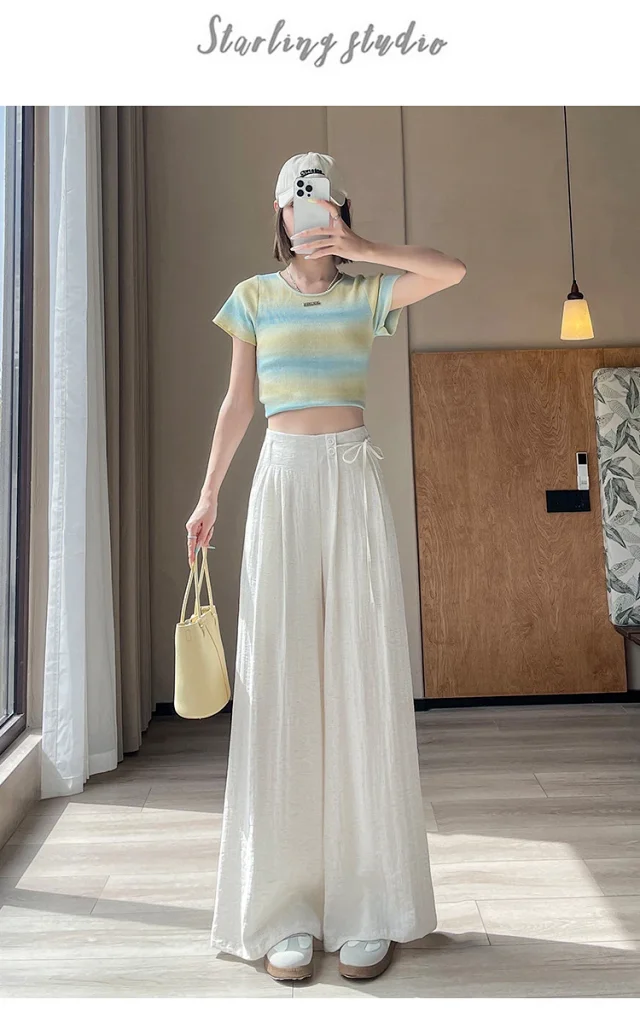 Women's Summer Linen Wide-leg Pants Detail