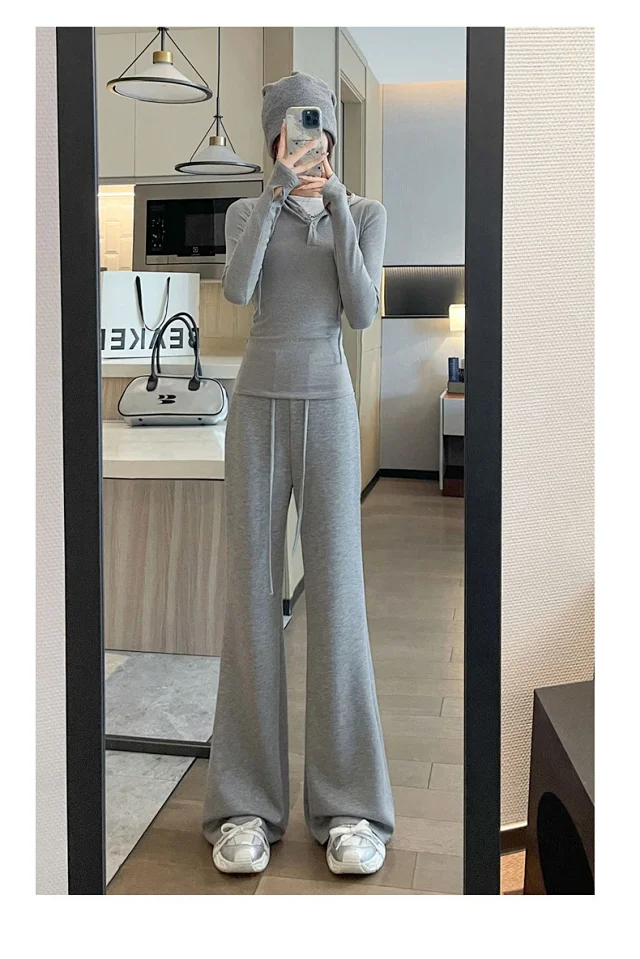 2025 Early Autumn Air Cotton Flared Pants Detail