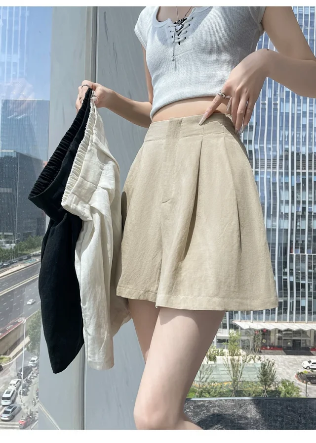 2025 Summer Women's Ice Silk Wide - leg A - line Pants Detail