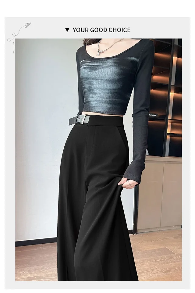 2025 Fall Old Money Style Wide-Leg Trousers Detail