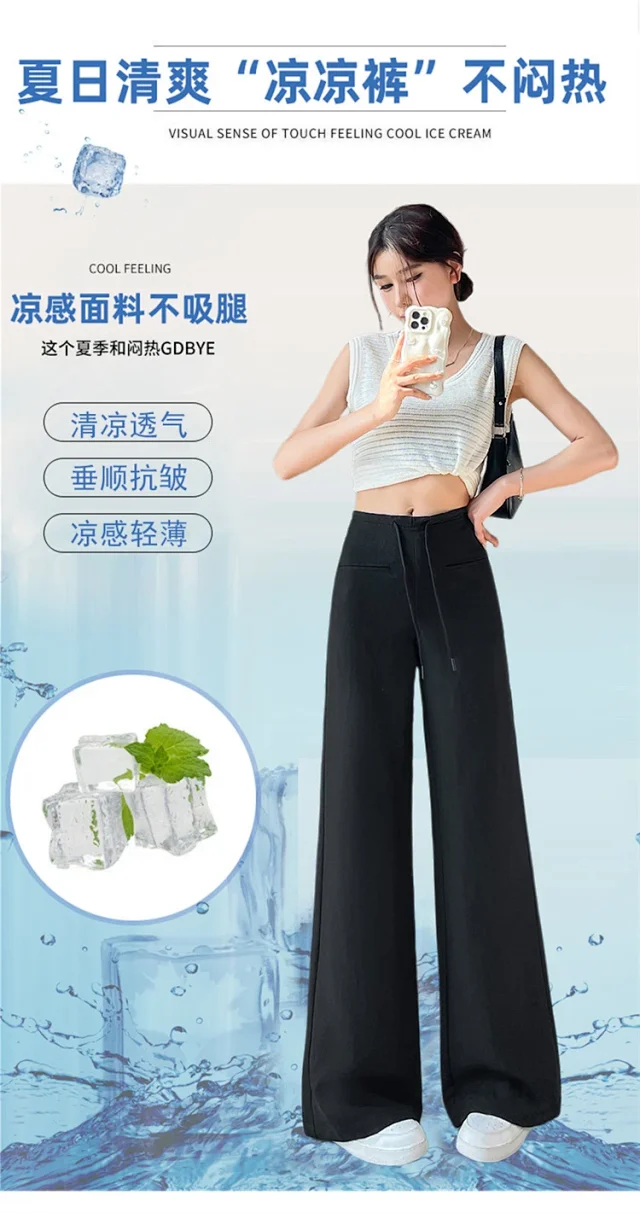Lyocell Linen Straight Leg Pants for Women 2025 Summer Detail