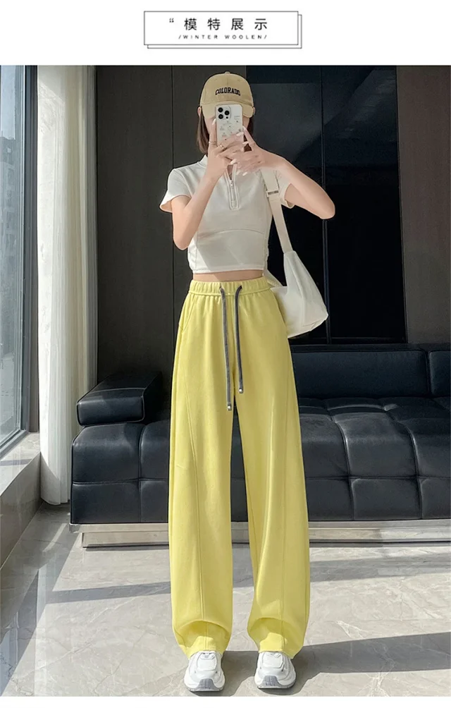 Korean-style Loose Straight Leg Pants 2025 Fall Detail