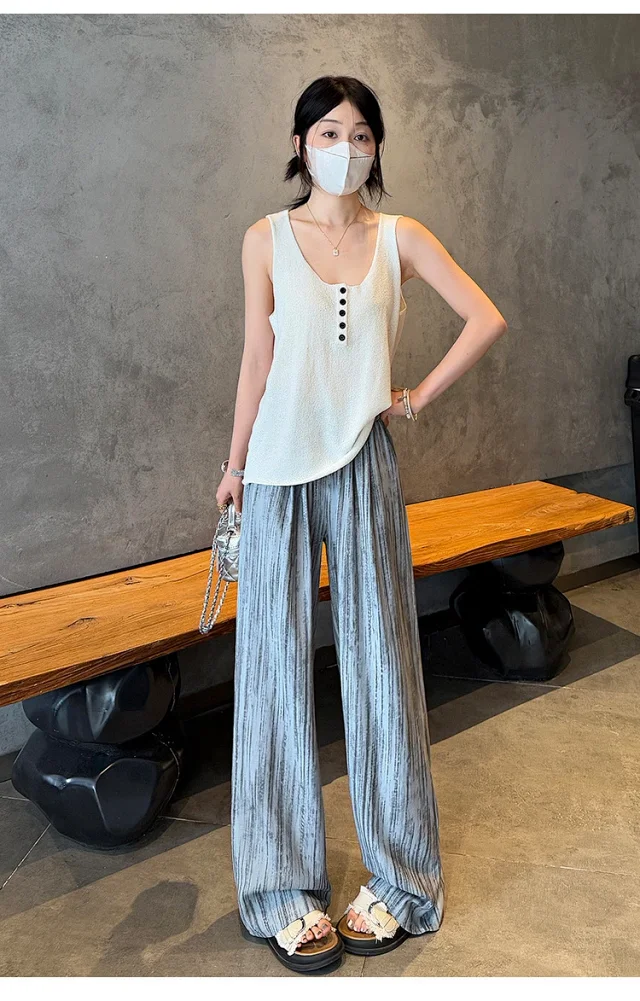 2025 Summer Tie - Dye Wide - Leg Pants Detail
