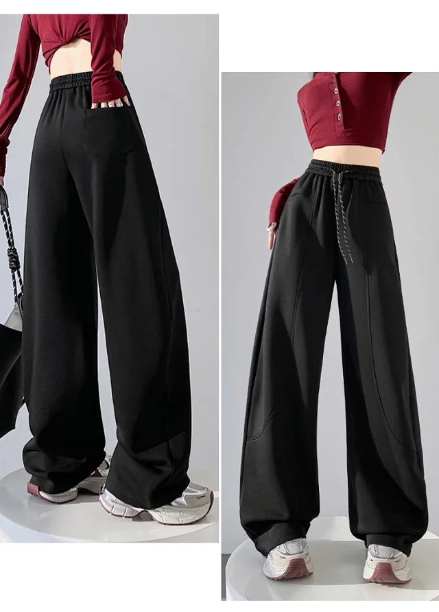 2025 Fall New White Banana Wide - Leg Pants Detail