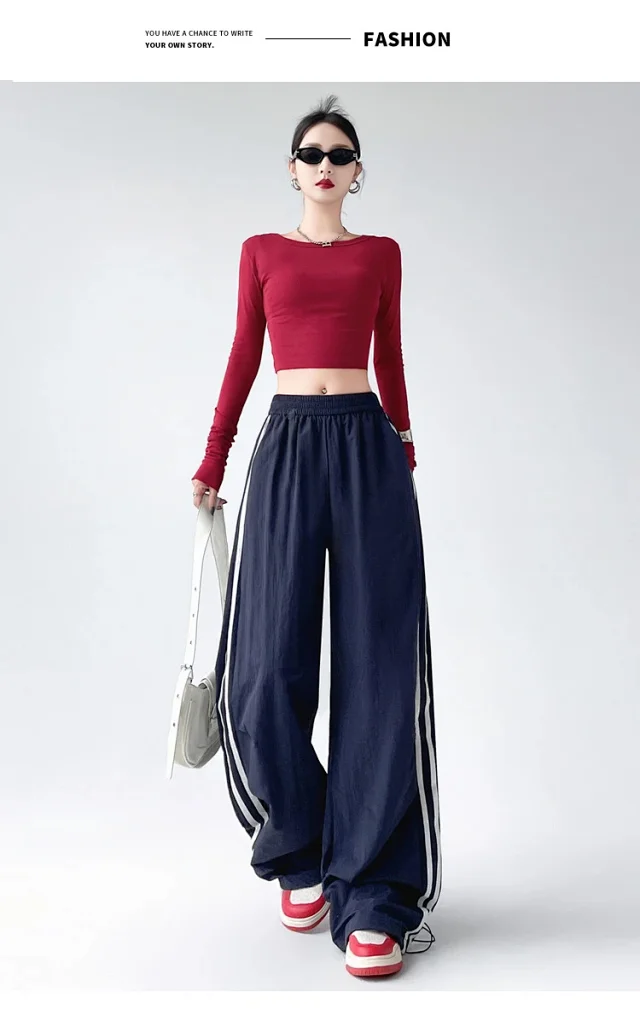 2025 Summer American Striped Cargo Pants for Women Detail