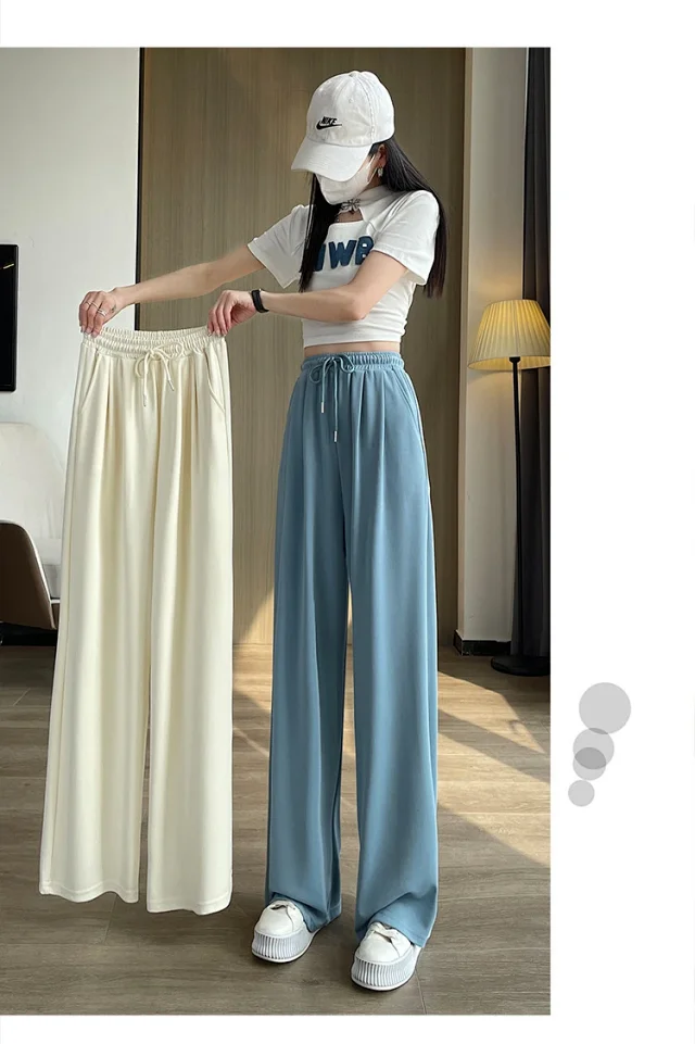 Women's Cupro Wide - Leg Pants 2025 Summer New Detail