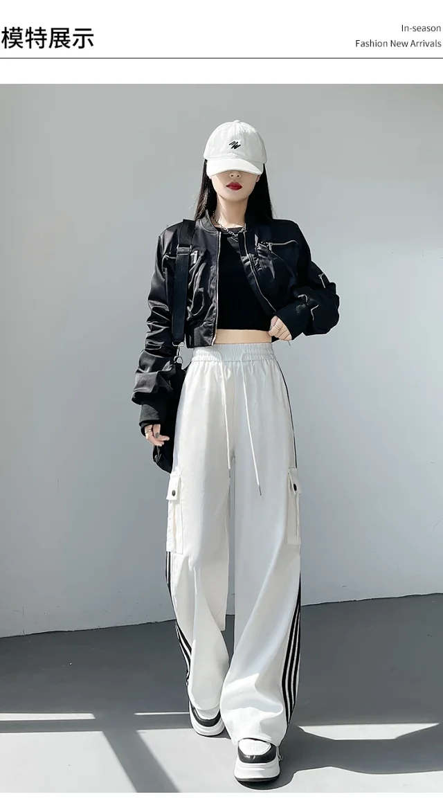 Women's Wide-Leg Cargo Pants 2025 Fall Detail