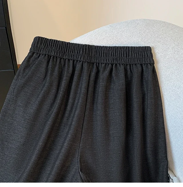 2025 Autumn New Thickened Tencel Denim Ruffle Trim Relaxed Fit Straight Cropped Pants for Women Detail