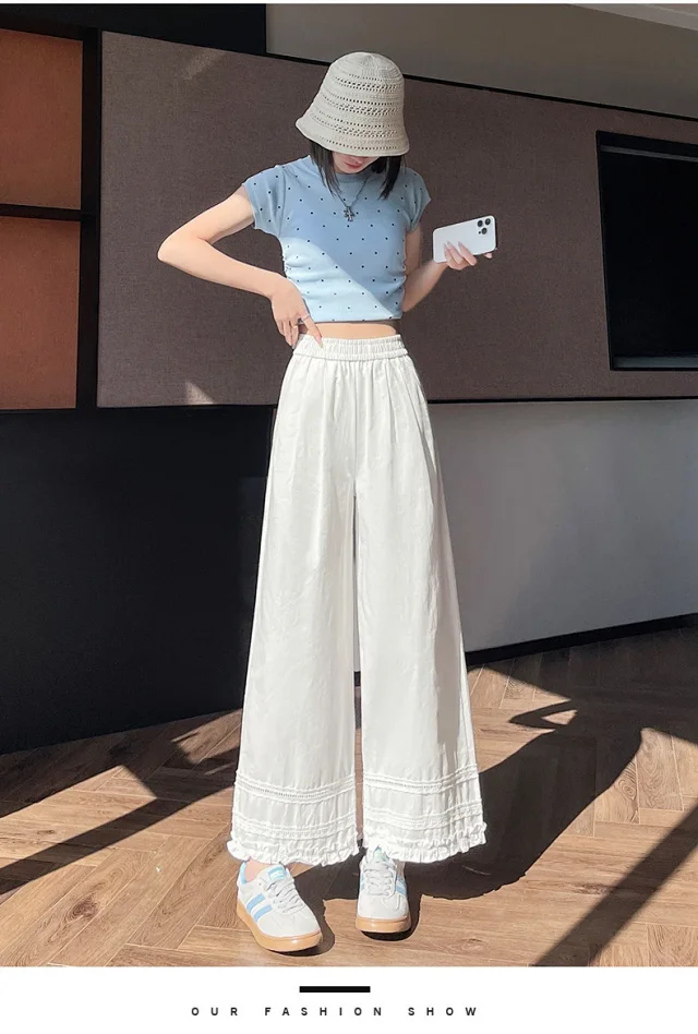 2025 Summer Lace Wide - Leg Capris for Women Detail