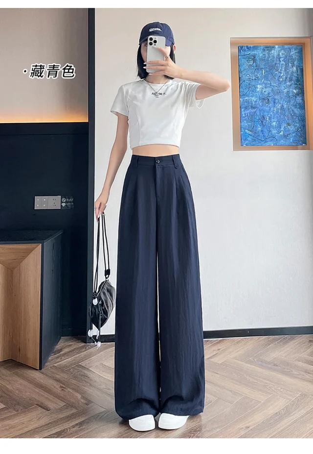 2025 Summer Korean Wide-leg Suit Pants for Women Detail