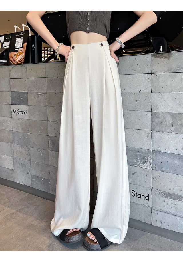 Summer Thin Tencel White Pants Detail