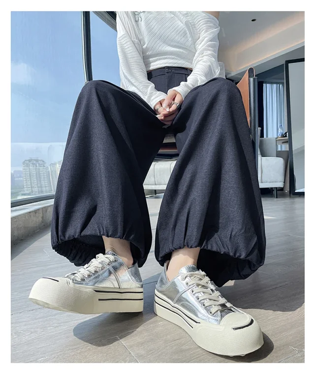 Women's Blue Soft Denim High-waisted Wide-leg Pants Detail