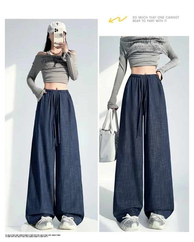Women's Wide-Leg Denim Pants Detail