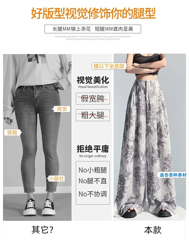 Women's 2025 Summer Printed Wide-Leg Pants Detail