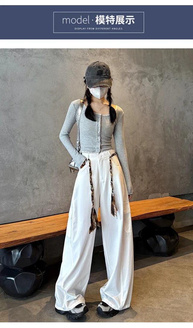 2025 Women's High-Waist Baggy Wide-Leg Cargo Pants Detail