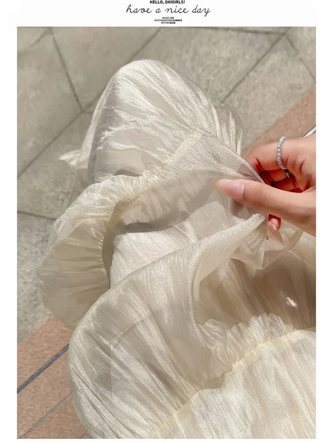 2025 Summer High-Waist A-Line Cake Skirt for Women Detail