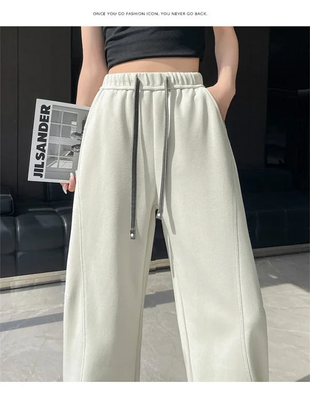 Korean-style Loose Straight Leg Pants 2025 Fall Detail