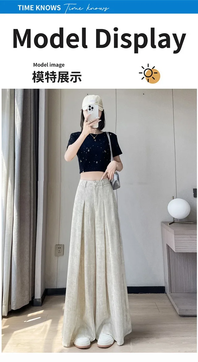 Ice Silk Acetate Tie-Dye Wide-Leg Pants for Women Detail