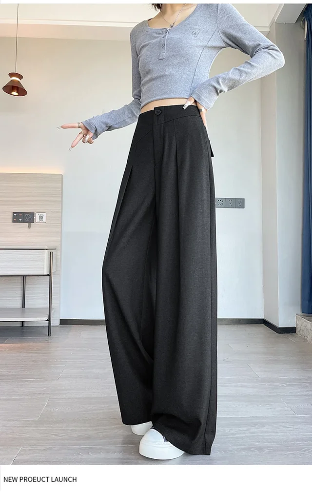 Old Money Style Denim Wide-Leg Pants 2025 Fall Detail