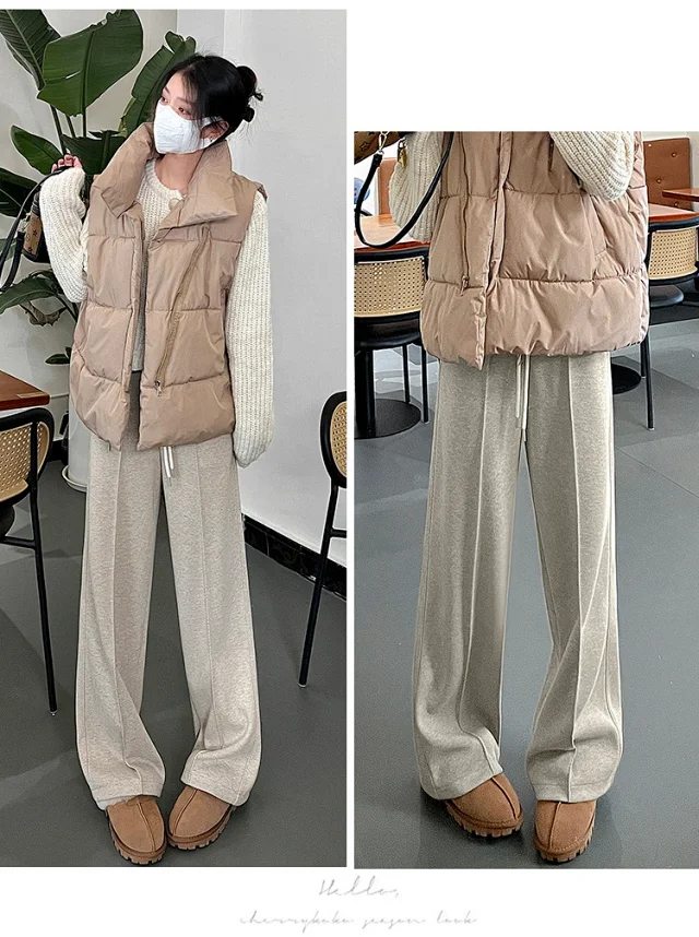 Ladies' Acetate Cashmere Herringbone Straight Pants Detail