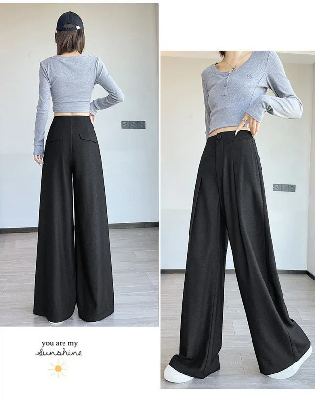 Old Money Style Denim Wide-Leg Pants 2025 Fall Detail