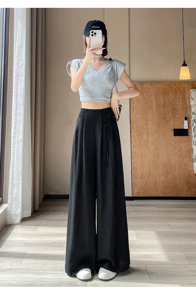 Women's Summer Linen Wide-leg Pants Detail