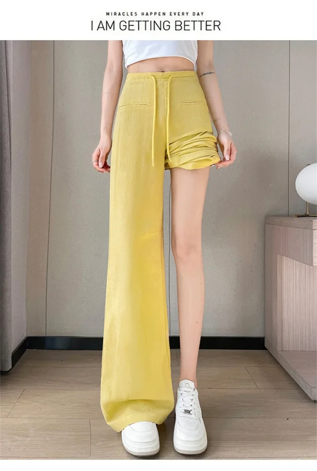 Lyocell Linen Straight Leg Pants for Women 2025 Summer Detail