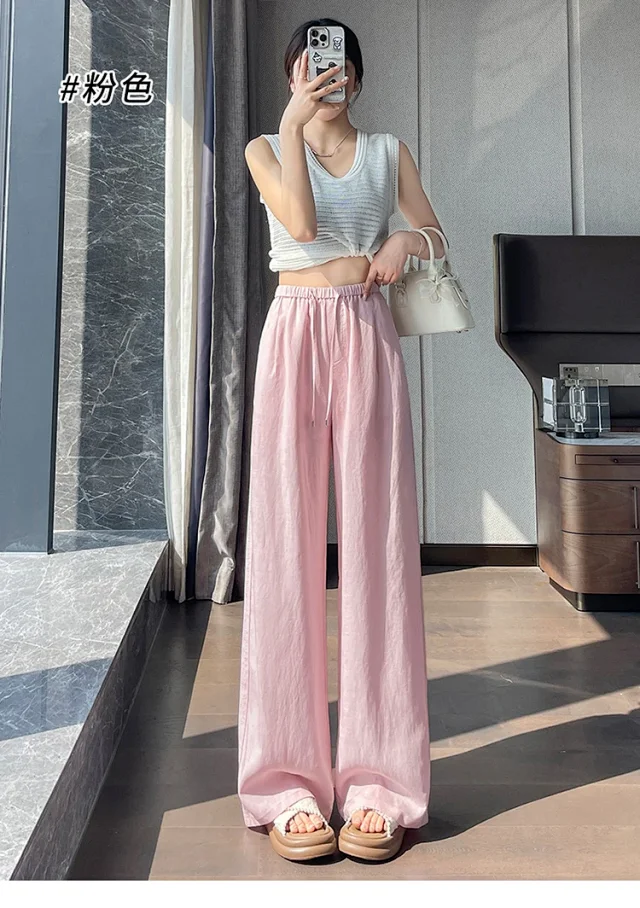 Linen Wide - Leg Pants for Women 2025 Summer Detail