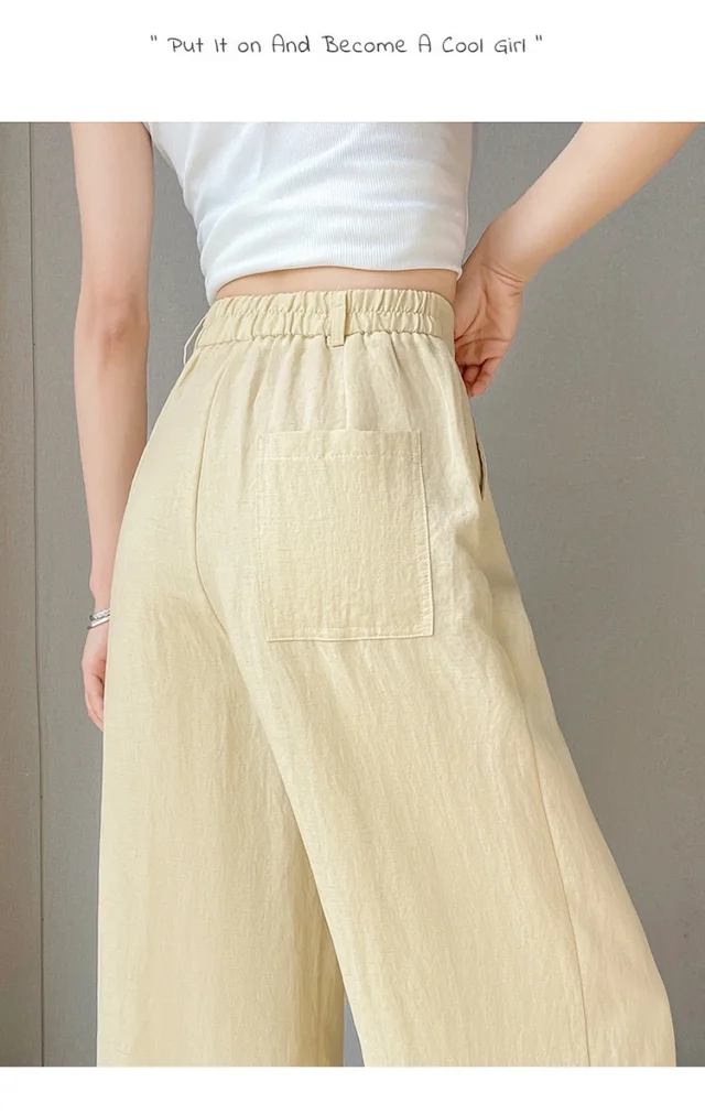 Linen Wide-Leg Pants for Women Detail
