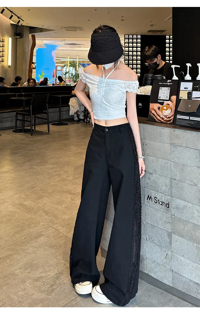 ASOFFICIAL Blogger Recommends Korean Style High-waisted Wide-leg Pants Detail