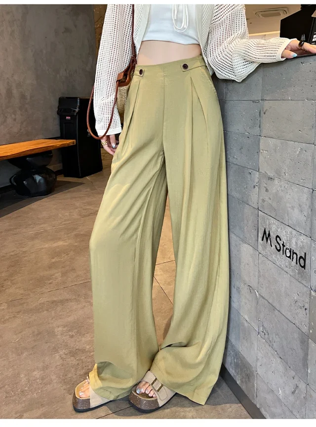 Summer Thin Tencel White Pants Detail