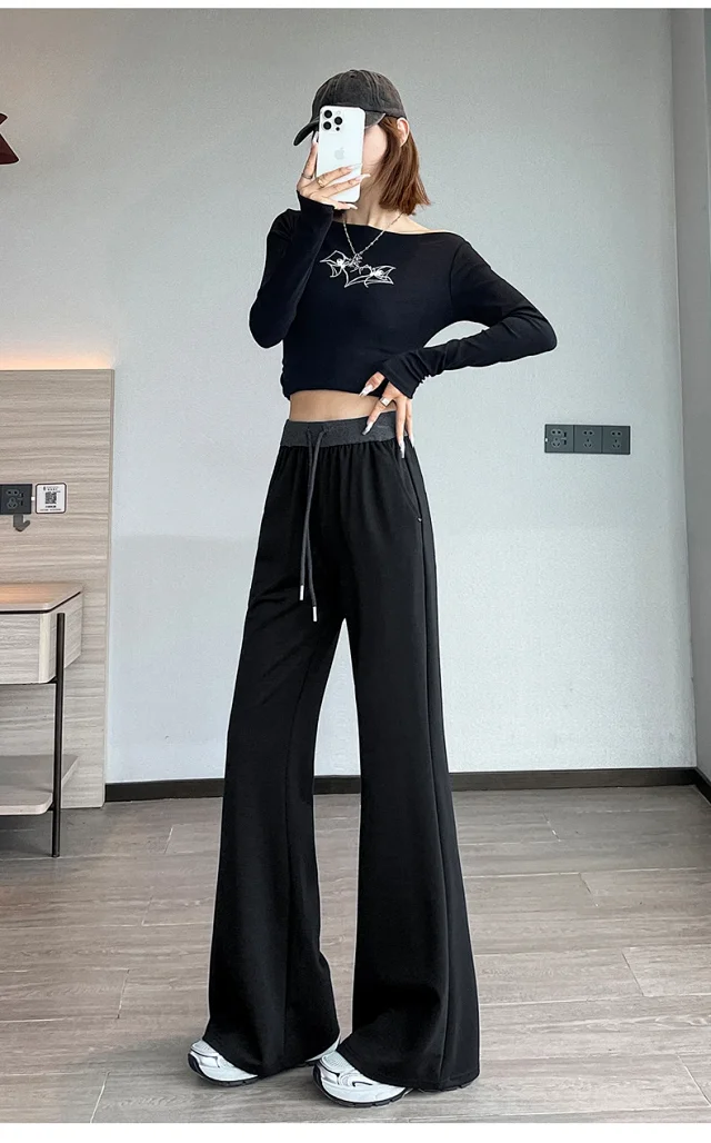 2025 Fall Women's High-Waisted Slimming Micro-Flare Trousers Detail