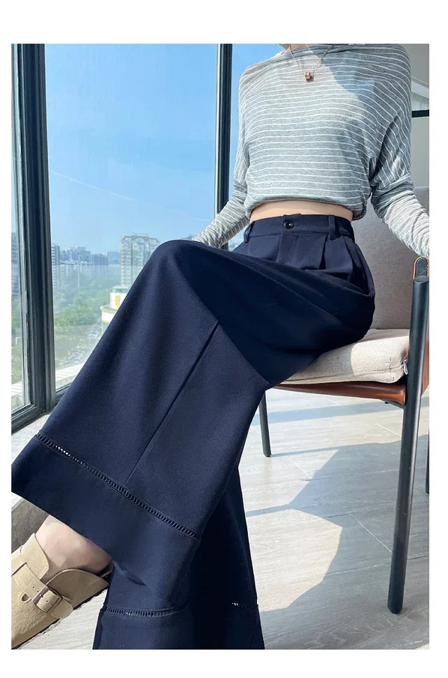 2025 Fall Women's Washable Cotton Hollow Wide - leg Pants Detail