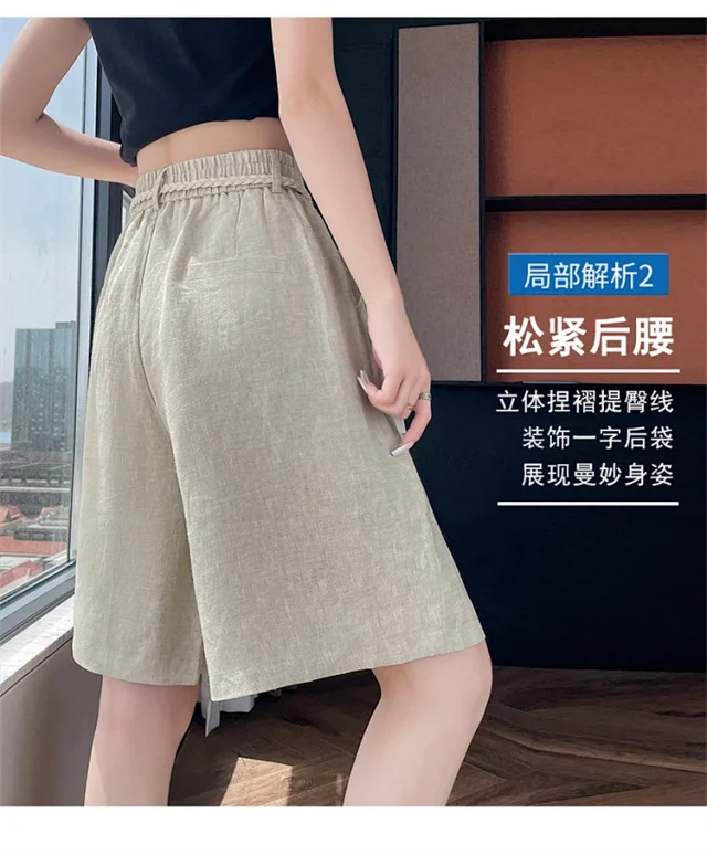 Lyocell Linen Shorts for Women Detail