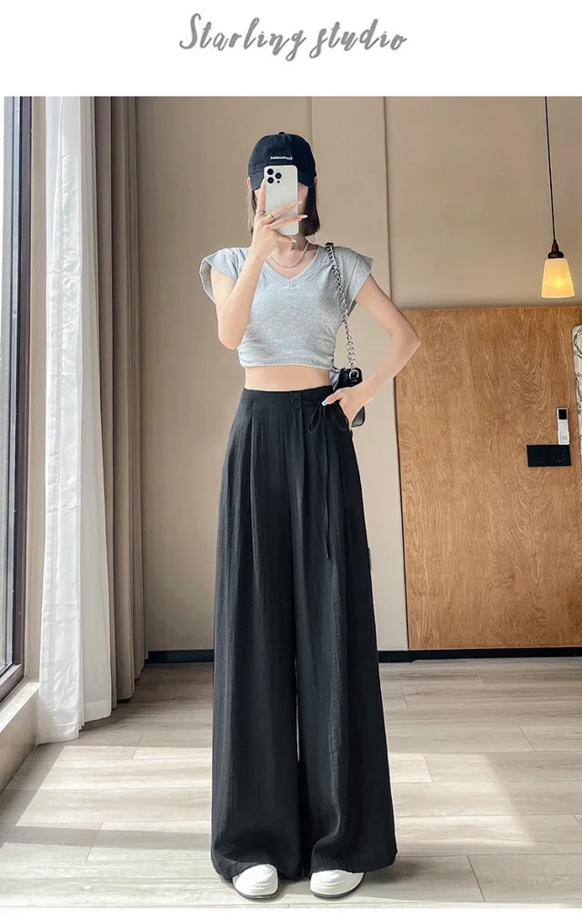 Women's Summer Linen Wide-leg Pants Detail