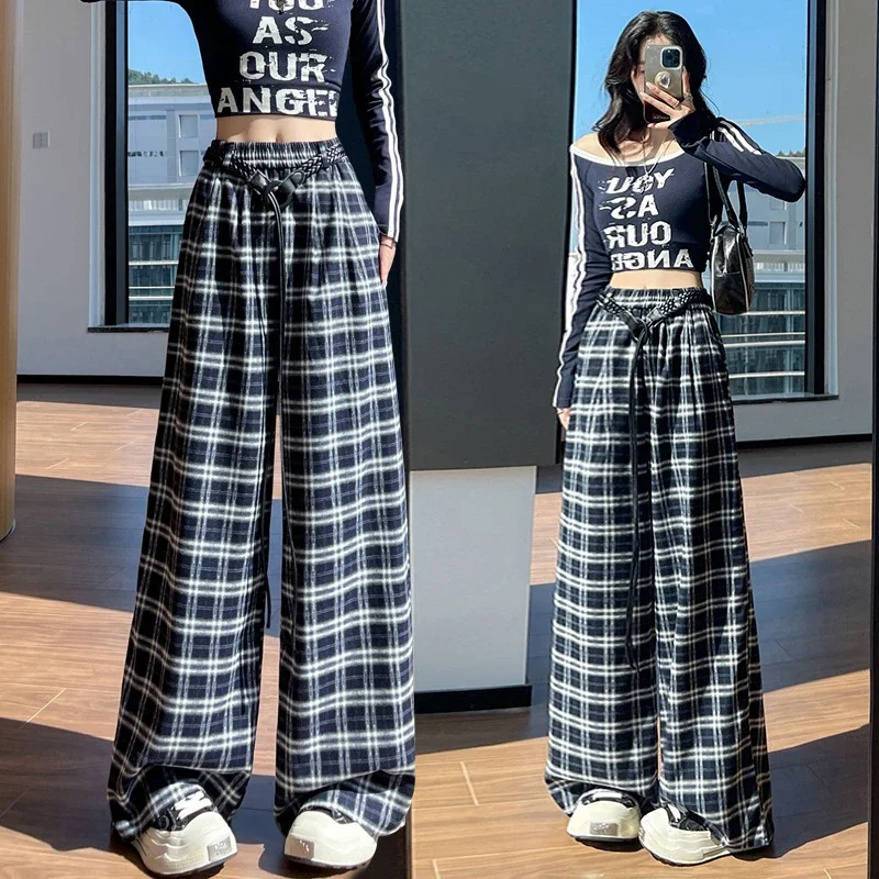 2025 Women's Plaid Wide-Leg Pants