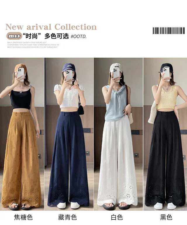 Women's Lace Hollow Wide-Leg Pants 2025 Summer New Detail
