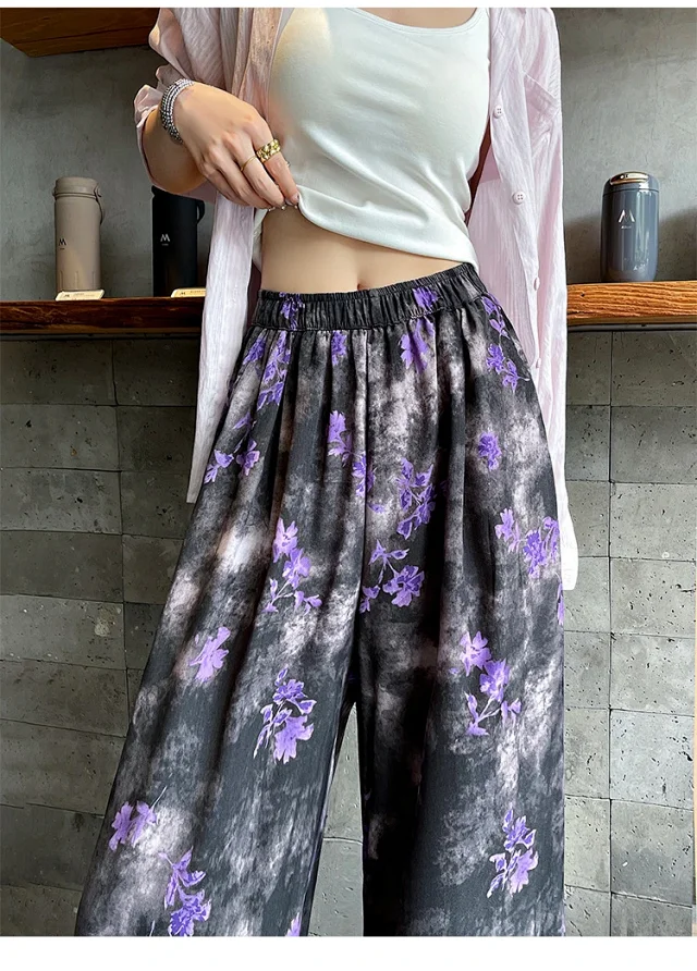 Women's Silk Wide-Leg Pants Detail