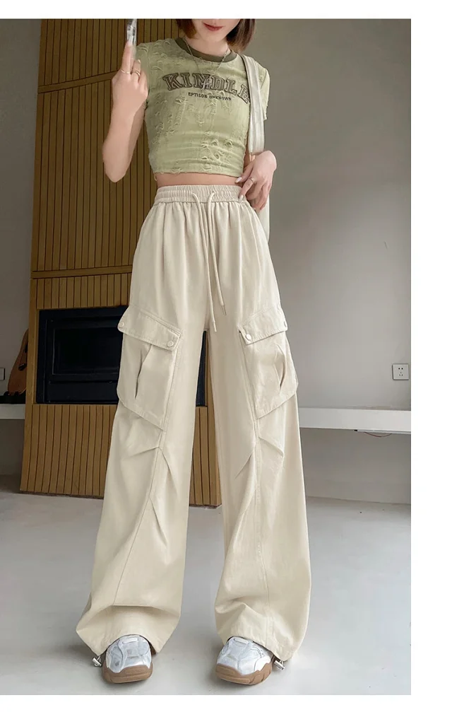 2025 Fall Women's Cargo Pants (High - waist Wide - leg) Detail