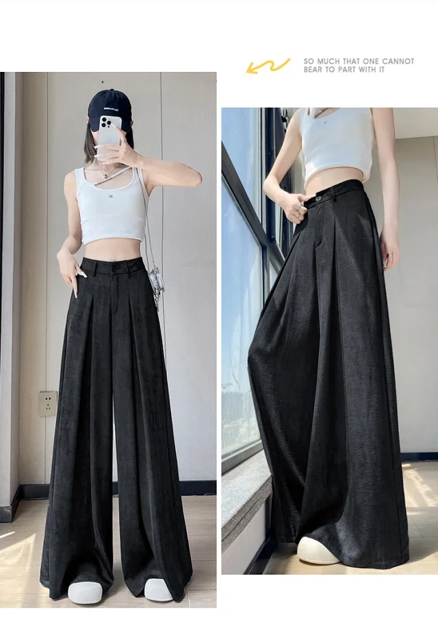 Ice Silk Acetate Tie-Dye Wide-Leg Pants for Women Detail