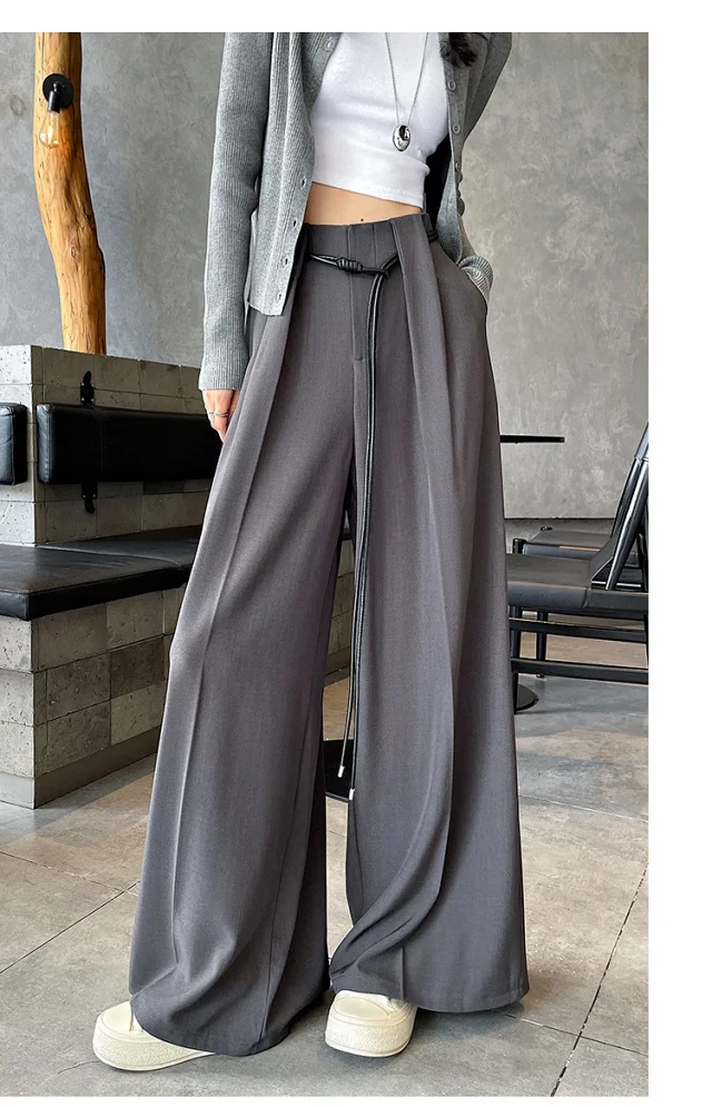 2025 Fall New Arrival: High-Waisted Wide-Leg Trousers for Women Detail
