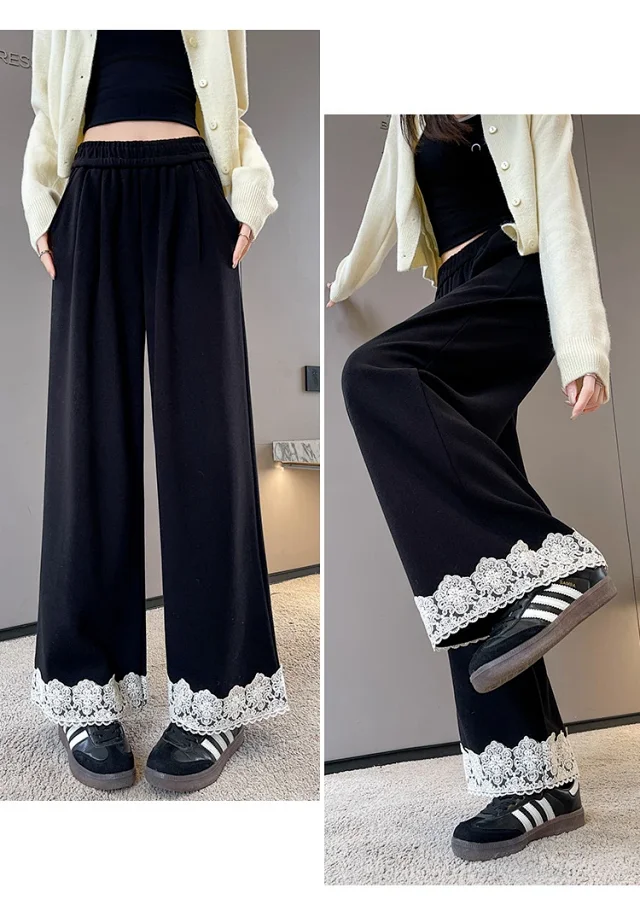 Autumn New Lace Wide-Leg Pants for Women Detail