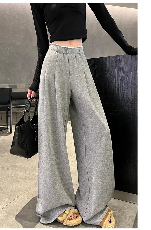 Navy Wide-Leg Pants for Women Detail