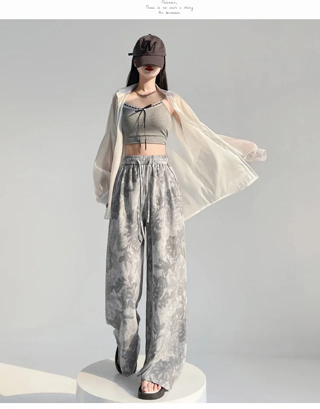 2025 Summer Ice Silk Linen Wide-Leg Pants Detail